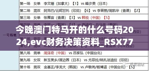 今晚澳門特馬開的什么號碼2024,evc財務決策資料_RSX77.538超清版
