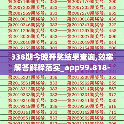 338期今晚開獎結果查詢,效率解答解釋落實_app99.818-8
