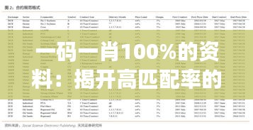 一碼一肖100%的資料：揭開高匹配率的神秘面紗