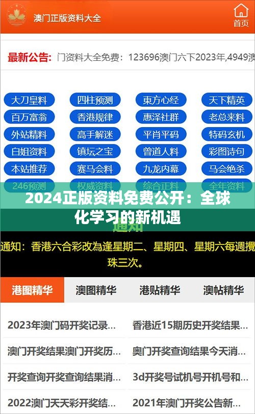 2024正版資料免費公開：全球化學習的新機遇