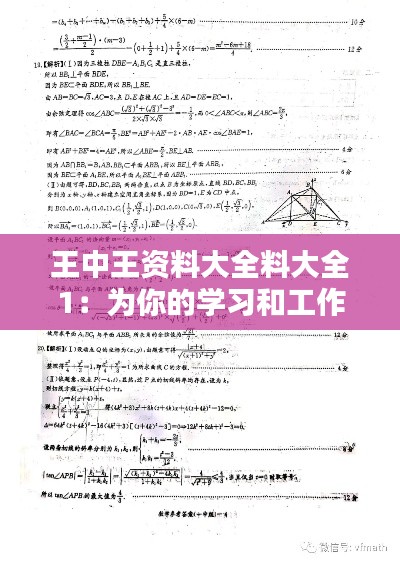 王中王資料大全料大全1：為你的學習和工作助力