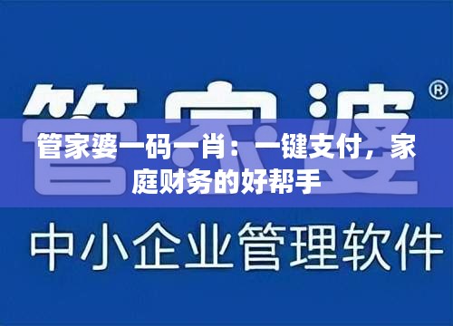 管家婆一碼一肖：一鍵支付，家庭財務的好幫手