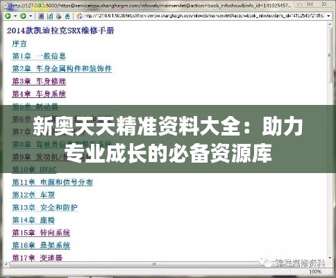 新奧天天精準資料大全：助力專業成長的必備資源庫