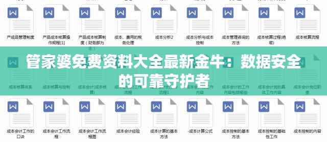 管家婆免費資料大全最新金牛：數據安全的可靠守護者