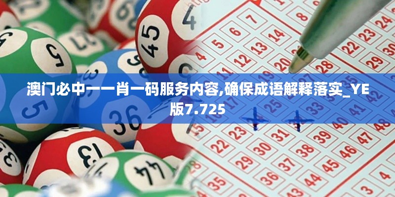 澳門必中一一肖一碼服務內容,確保成語解釋落實_YE版7.725