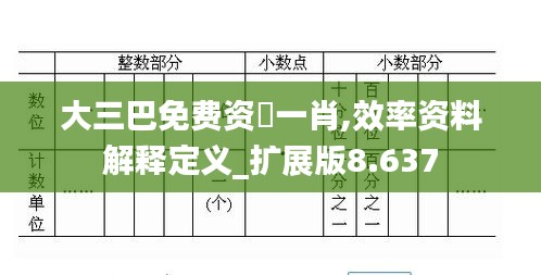 大三巴免費資枓一肖,效率資料解釋定義_擴展版8.637