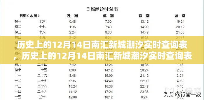 歷史上的12月14日南匯新城潮汐實時查詢表，詳細步驟指南