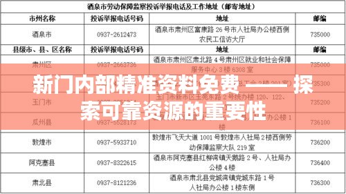 新門內部精準資料免費 —— 探索可靠資源的重要性