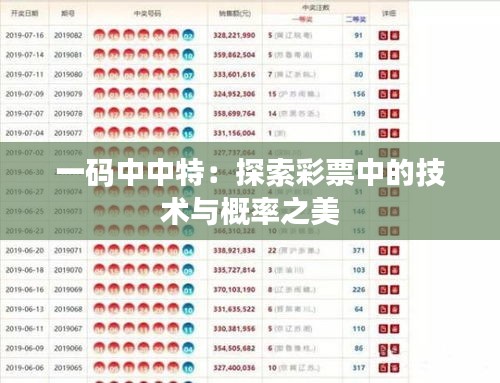 一碼中中特：探索彩票中的技術與概率之美