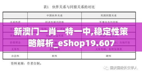 新澳門一肖一特一中,穩定性策略解析_eShop19.607