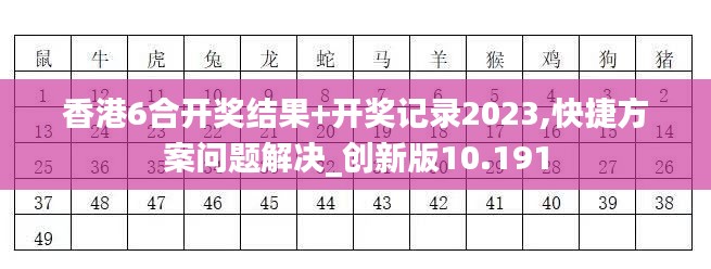 香港6合開獎結果+開獎記錄2023,快捷方案問題解決_創新版10.191