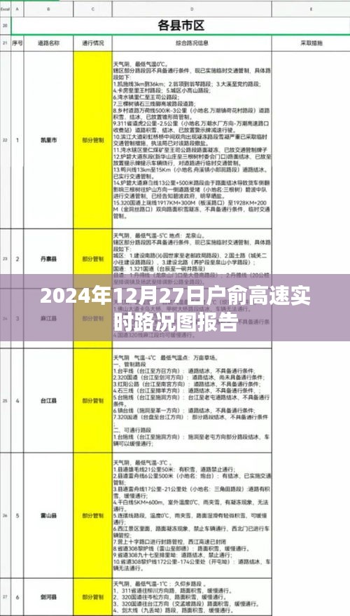 戶俞高速實時路況圖報告，最新路況信息（日期標注）