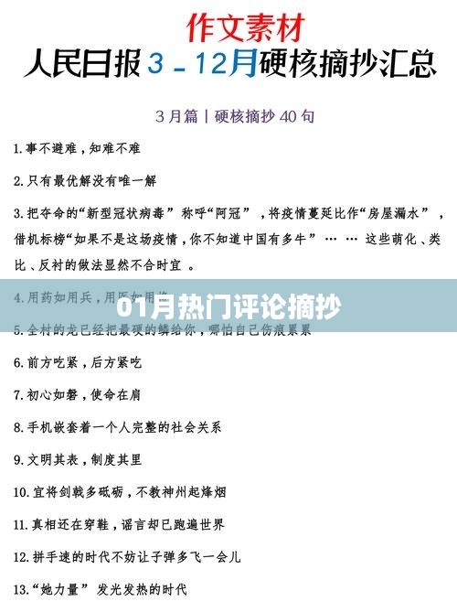 熱門評論精選，一月精彩觀點薈萃