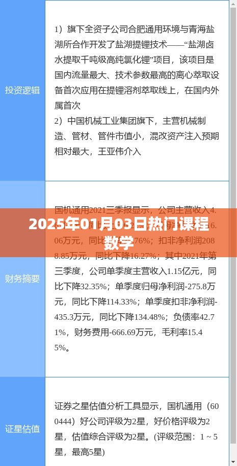 2025年熱門課程數學，掌握未來知識的關鍵
