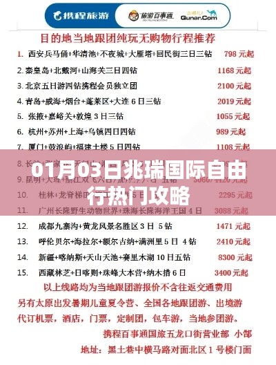兆瑞國際自由行熱門攻略（日期，01月03日）