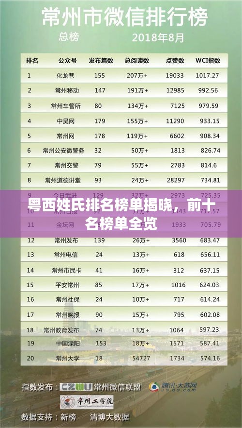 粵西姓氏排名榜單揭曉，前十名榜單全覽