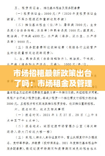 市場招租最新政策出臺了嗎：市場租金及管理費收費標準 