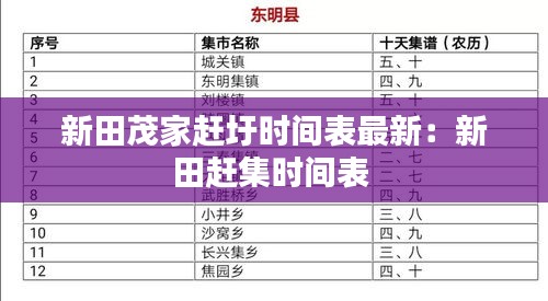 新田茂家趕圩時間表最新：新田趕集時間表 