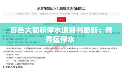 百色大面積停水通知書最新：青秀區停水 