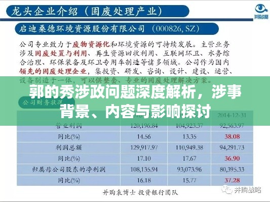 郭的秀涉政問題深度解析，涉事背景、內容與影響探討