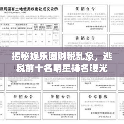 揭秘娛樂圈財稅亂象，逃稅前十名明星排名曝光！