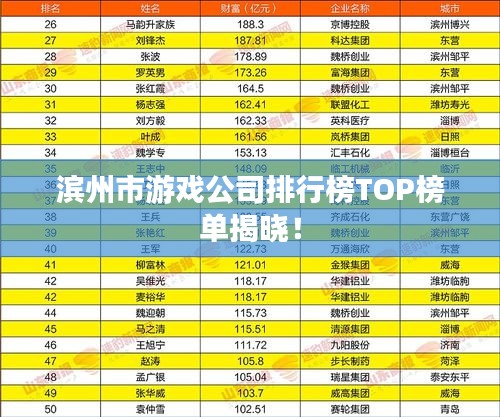 濱州市游戲公司排行榜TOP榜單揭曉！