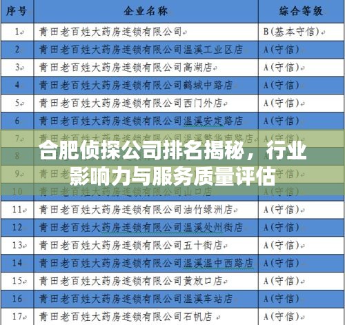 合肥偵探公司排名揭秘，行業影響力與服務質量評估