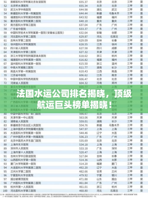 法國水運公司排名揭曉，頂級航運巨頭榜單揭曉！
