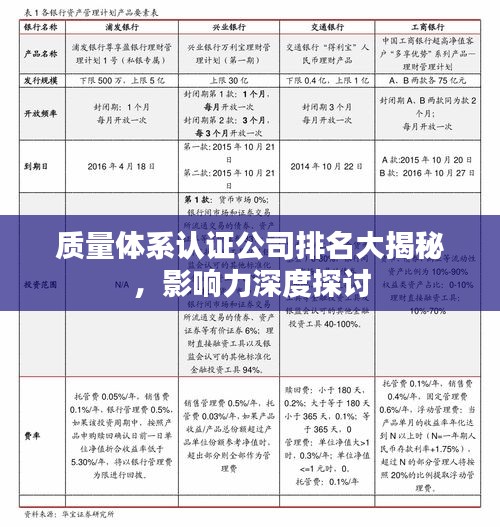 質量體系認證公司排名大揭秘，影響力深度探討