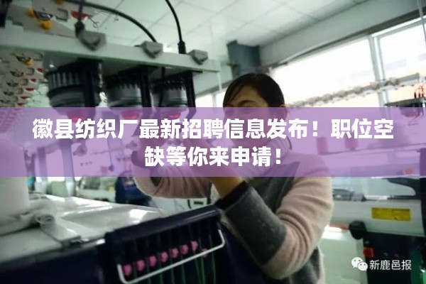 徽縣紡織廠最新招聘信息發(fā)布！職位空缺等你來申請！