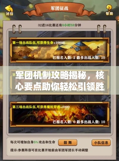 軍團(tuán)機(jī)制攻略揭秘，核心要點(diǎn)助你輕松引領(lǐng)勝利！