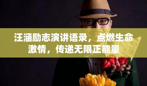 汪涵勵志演講語錄，點燃生命激情，傳遞無限正能量