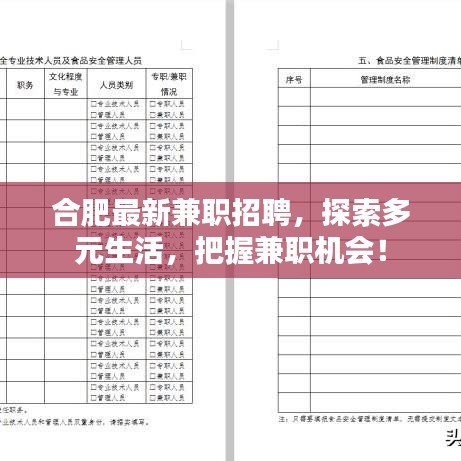 合肥最新兼職招聘，探索多元生活，把握兼職機會！