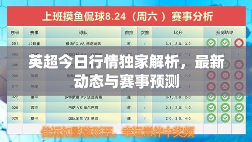 英超今日行情獨家解析，最新動態與賽事預測