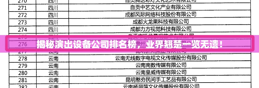 揭秘演出設(shè)備公司排名榜，業(yè)界翹楚一覽無(wú)遺！
