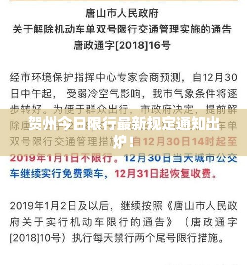 賀州今日限行最新規定通知出爐！