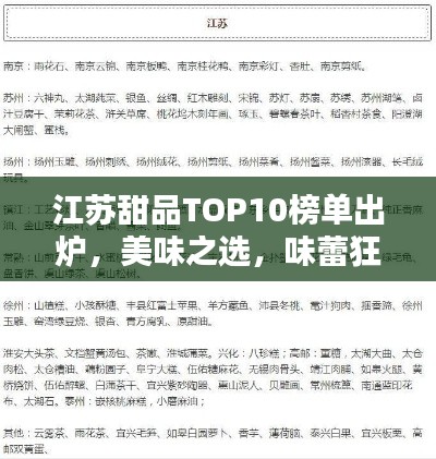 江蘇甜品TOP10榜單出爐，美味之選，味蕾狂歡