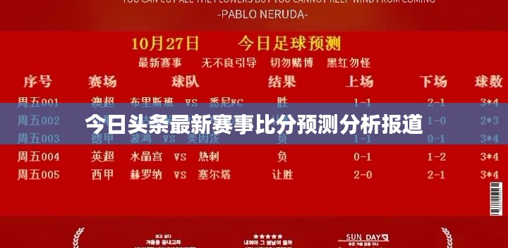 今日頭條最新賽事比分預測分析報道