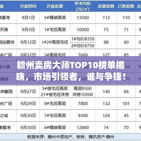 贛州賣房大師TOP10榜單揭曉，市場引領者，誰與爭鋒！
