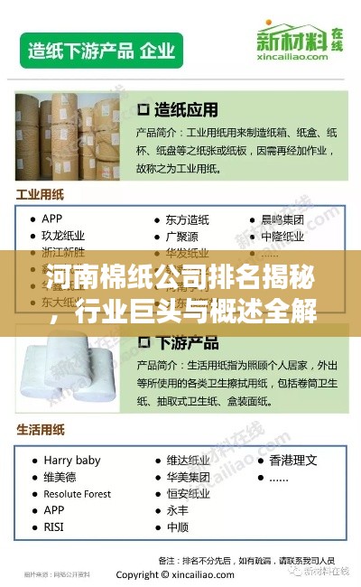 河南棉紙公司排名揭秘，行業(yè)巨頭與概述全解析