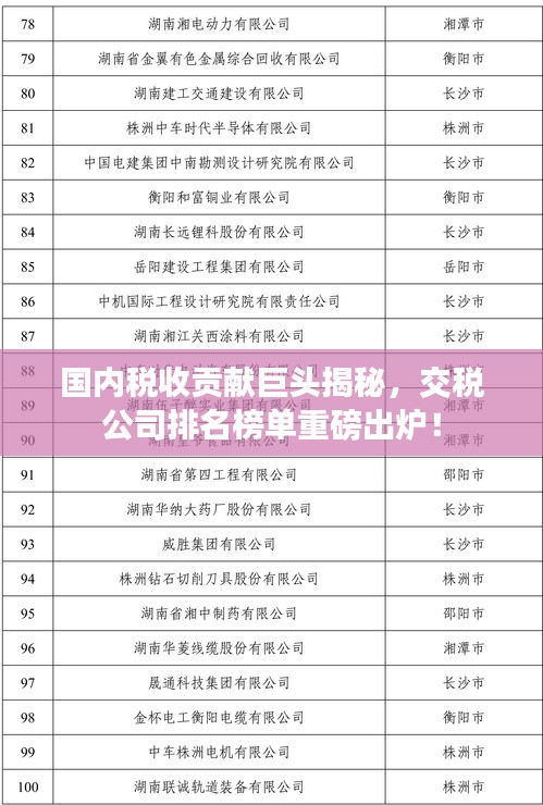 國內稅收貢獻巨頭揭秘，交稅公司排名榜單重磅出爐！