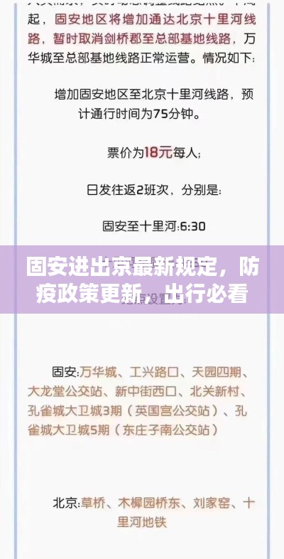 固安進出京最新規(guī)定，防疫政策更新，出行必看！