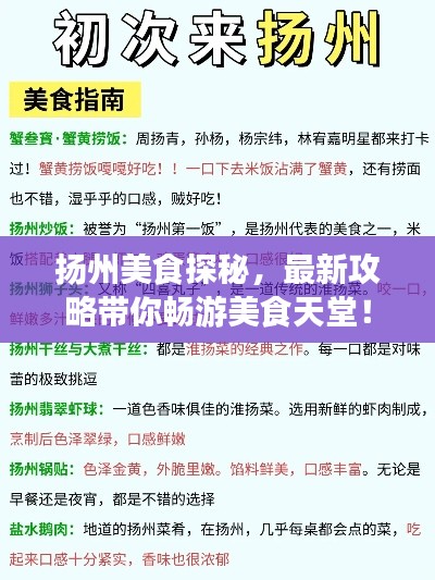 揚州美食探秘，最新攻略帶你暢游美食天堂！