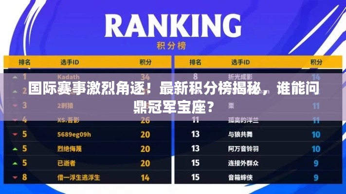 國際賽事激烈角逐！最新積分榜揭秘，誰能問鼎冠軍寶座？