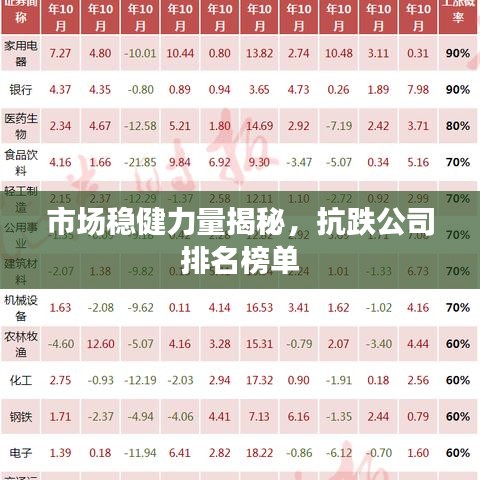 市場穩(wěn)健力量揭秘，抗跌公司排名榜單
