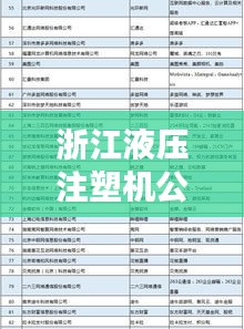 浙江液壓注塑機公司排行榜揭曉，行業領軍企業榜單