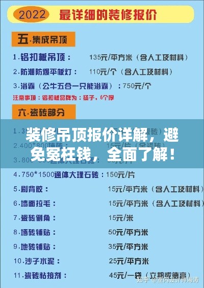 裝修吊頂報價詳解，避免冤枉錢，全面了解！