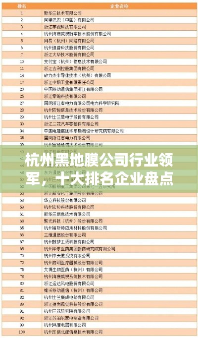 杭州黑地膜公司行業(yè)領(lǐng)軍，十大排名企業(yè)盤點