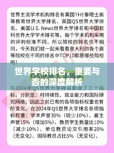 世界學校排名，重要與否的深度解析