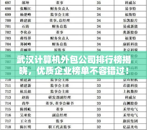 武漢計算機外包公司排行榜揭曉，優質企業榜單不容錯過！